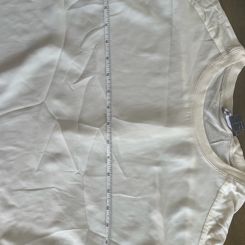 Vince | Ivory Mixed Media Roll Sleeve Top